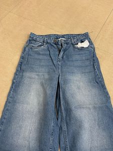 Wide Leg Blue Denim Jeans