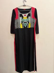 W Black Graphic Print Kurta
