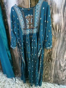 Teal Embroidered Kurta