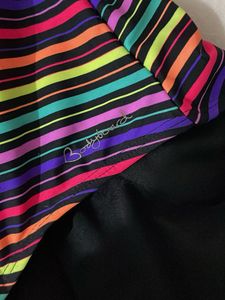 XL Imported Vibrant Striped One-Piece Swimsuit