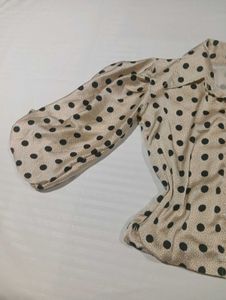 Polka Dot Puff Sleeve Top