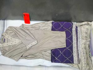 Elegant Purple Embroidered Kurta Pant Dupatta