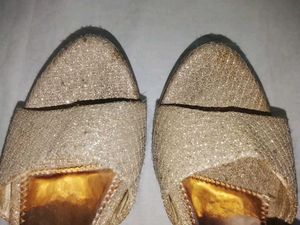 Sparkling silver gold Wedge Sandals