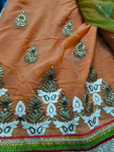 net embroidery saree with velvet blouse