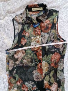 Floral Print sheer  High-Low Dress
