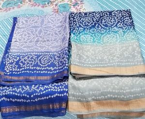 fastive Bandhani cotton Silk Sarees set