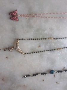 Evil Eye Bracelet, butterfly chain and mangalsutra