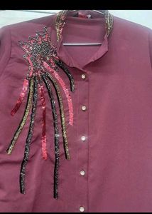Burgundy Embellished Co-ord Set