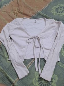 Cute Tie-Front Long Sleeve Top
