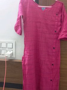 Pink Checkered Kurta