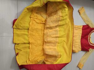 Designer Yellow &amp; Red Anarkali Gown with bandhni d