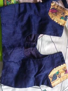 Elegant Blue "Saree" and "blouse"with Peacock Bord