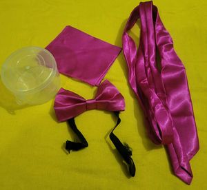 Pink Bow Tie, Sash, and Handkerchief Set for boys