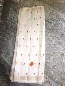 Elegant Off-White Embroidered Saree
