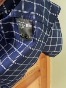 Uniqlo Navy Blue Checked Shirt
