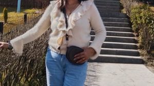 Chic Cream Cardigan with Pearl Details