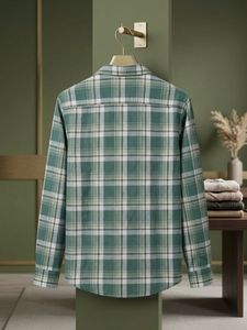 US POLO Men's Green Plaid Long Sleeve Shirt
