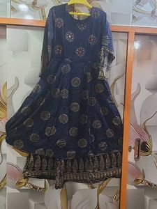 Elegant Navy Blue Printed Kurta