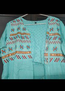 EleTeal Floral Palazzo Set with Jacket xxl size