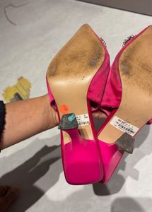 Fuchsia Satin Embellished Heels
