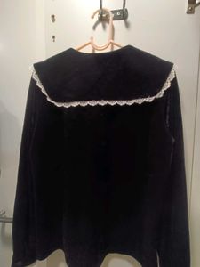 Black Coquette Velvet Top