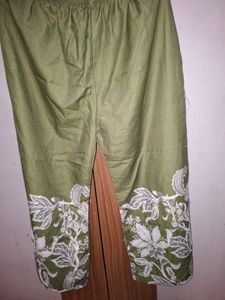Green Kurta with White Floral Print