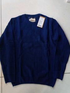 Stylish Blue Textured Knit Sweater