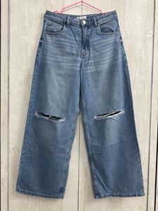 ZARA Blue Ribbed Jeans | Trendy Fit