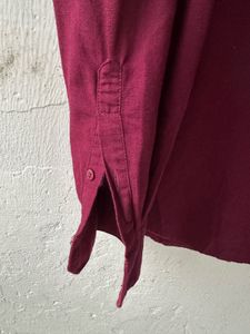 Men's Maroon Mandarin Collar Shirt