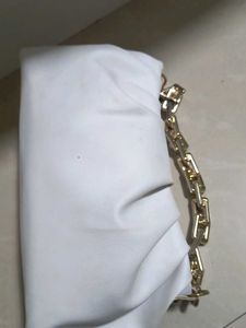 Chic White Clutch with Gold Chain