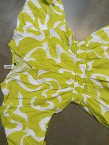 Green &amp; White Print Dress