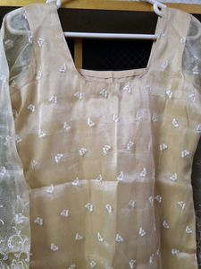 Elegant Tan Embroidered Kurta Set