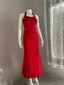 Stunning Red Sequined Halter Neck Dress