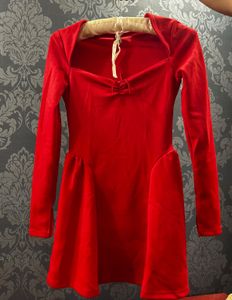 Chic Red Velvet Dress