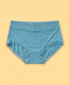 Cute Blue Cotton Briefs with Lace Trim