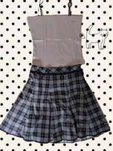 ୨୧ plaid dreamgirl combo ୨୧cami + skirt