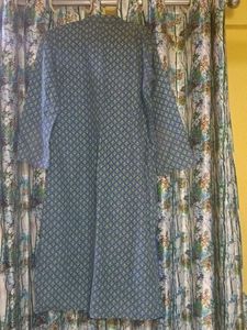 Blue Kurta with Green Border