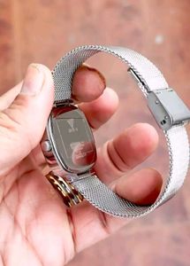 Guess Silver &amp; Green Crystal Watch