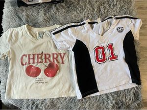 Cute Cherry & Jersey Print T-Shirts