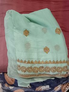 Beautiful Mint Green saree with boluse