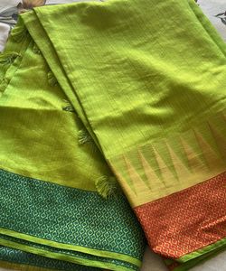Vibrant Striped Saree with Tassels