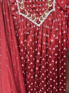 New heavy Maroon Kurta gown with Dupatta
