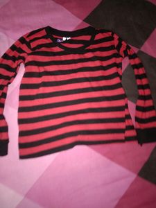 4-7 Yrs Red Striped Long Sleeve Boys Shirt