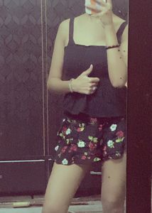 Black Smocked Camisole Top