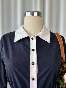 Classic Black &amp; White Collared Midi Dress