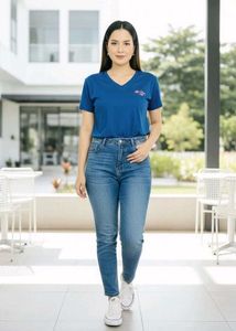 Women's Classic Blue V-Neck T-Shirt