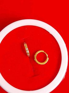 Gold Hoop Earrings with Stones