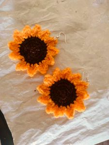 Sunflower Crochet Earrings