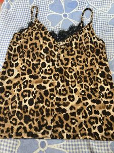 Leopard Print Cami with Lace