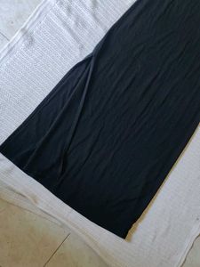 Elegant Black Maxi Dress with Geometric Neckline